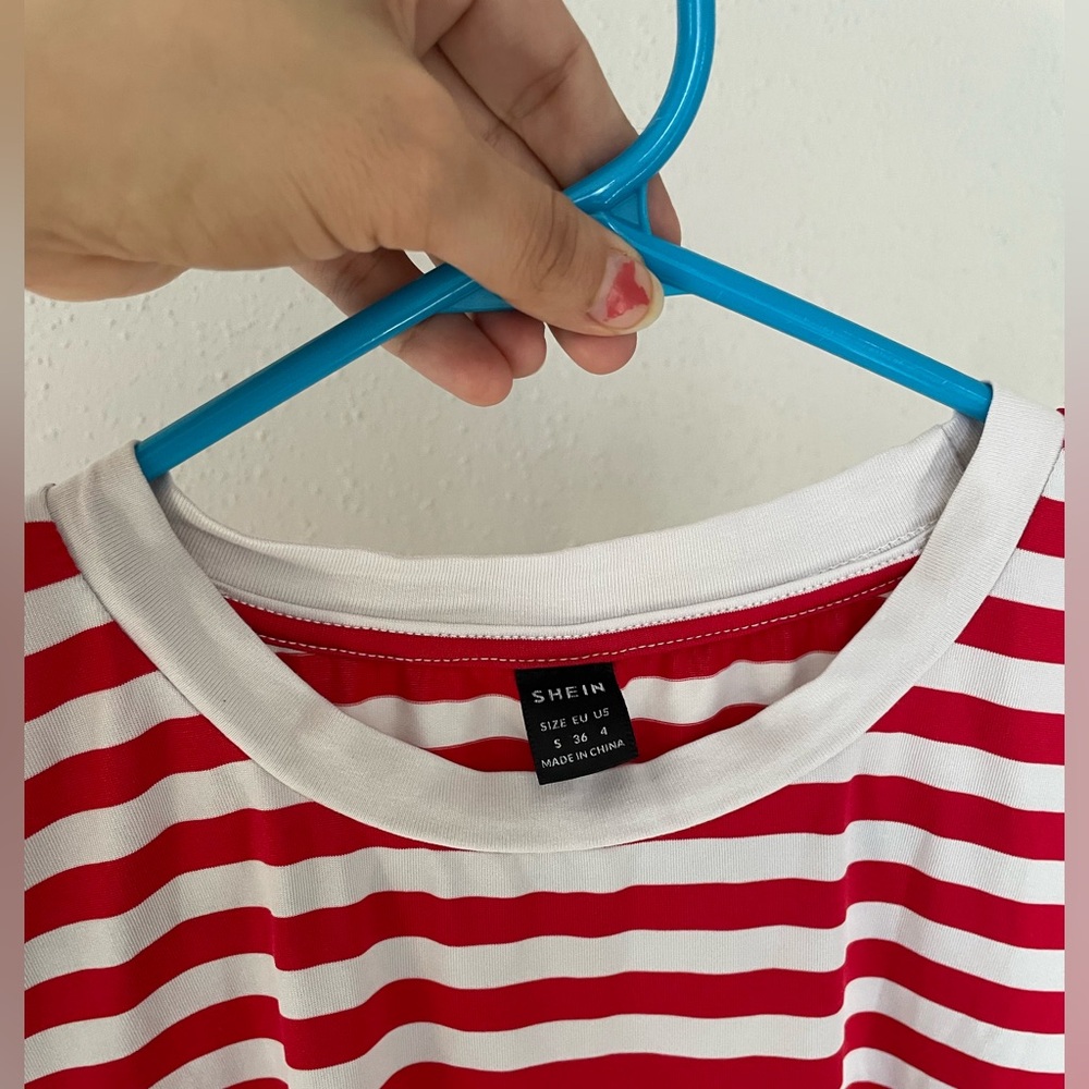 SHEIN Red and White Striped Maternity Tee - Picture 7 of 9